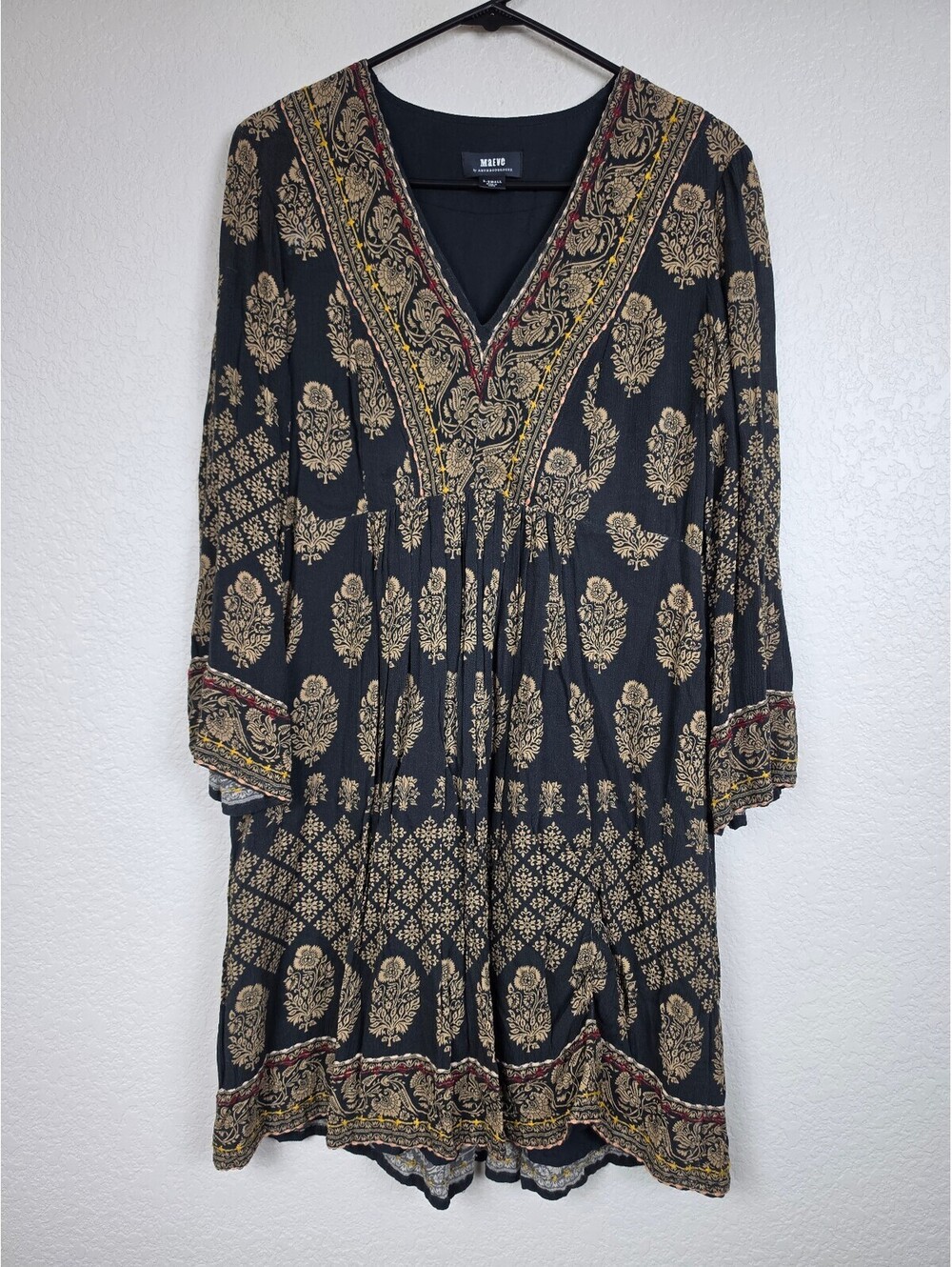 Anthropologie Maeve Embroidered Viscose Boho Dress XS